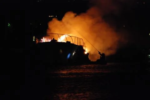 Fire in the sea Stock Photos