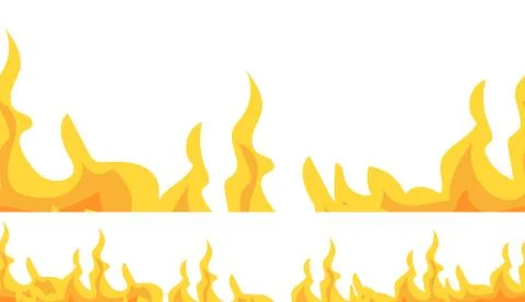 Fire seamless border, banner. Isolated on white background. Vector illustration. Stock Illustration