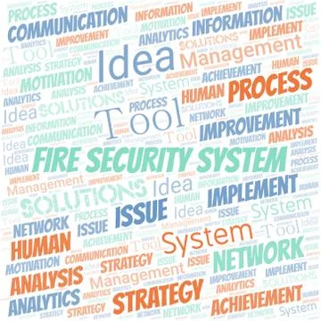 Fire Security System typography vector word cloud. Stock Illustration