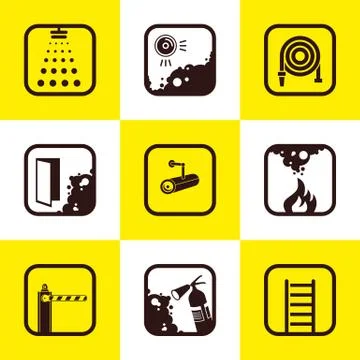 Fire services icons. Set of 9 Quality icons Stock Illustration