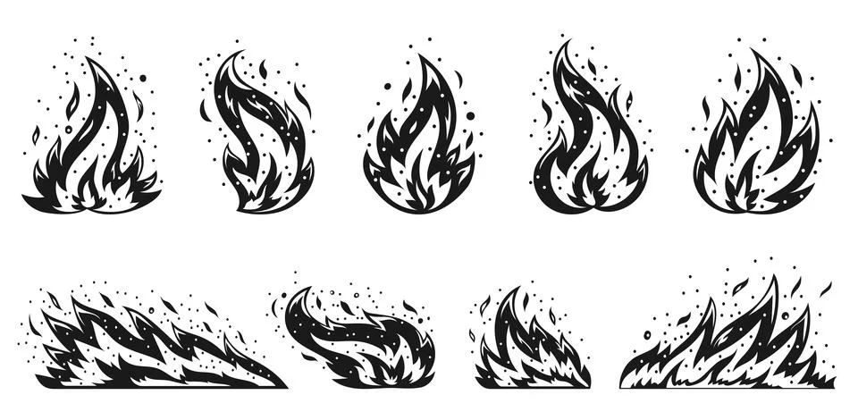 Fire set spark ignite flame hot blaze natural gas Stock Illustration