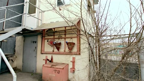 Fire shield, buckets full of garbage Stock Footage 219770306