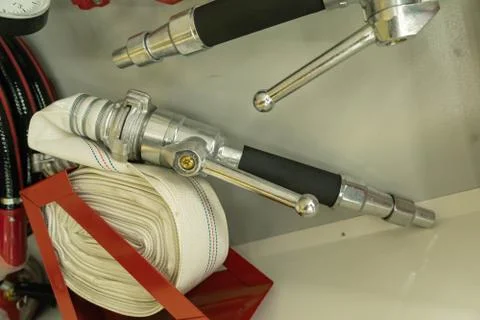 Fire shield. Fire hoses, fire hydrants, fire hoses. Stock Photos