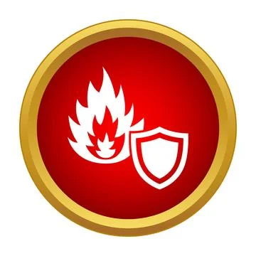 Fire shield icon protecting from flames warning symbol Stock Illustration