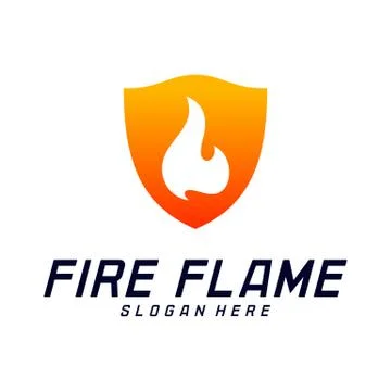 Fire Shield Logo Design Vector Template. Shield Fire Logo Concept. Icon Symbo Stock Illustration