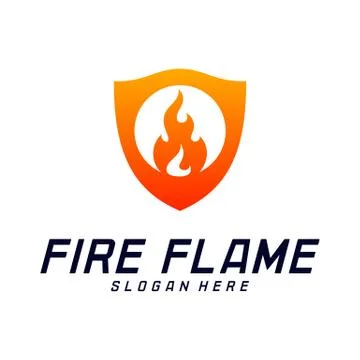 Fire Shield Logo Design Vector Template. Shield Fire Logo Concept. Icon Symbo Illustrazione stock