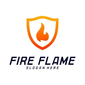Fire Shield Logo Design Vector Template. Shield Fire Logo Concept. Icon Symbo Stock Illustration