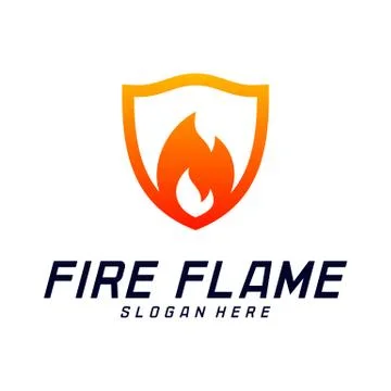 Fire Shield Logo Design Vector Template. Shield Fire Logo Concept. Icon Symbo Stock Illustration