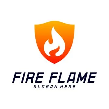Fire Shield Logo Design Vector Template. Shield Fire Logo Concept. Icon Symbo Stock Illustration