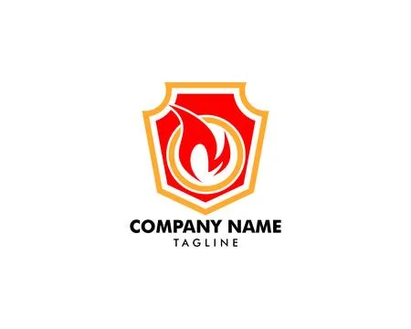 Fire Shield Logo Template Design イラスト素材
