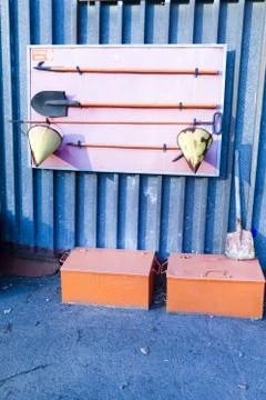 Fire Shield on the wall Stock Photos