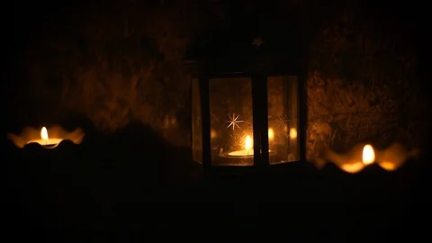 The fire shines at night Stock Footage 88784788