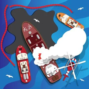 The fire on the ship. Stock Illustration