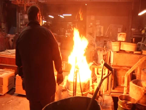 Fire Shooting From Metal Container Stock Footage 1089319