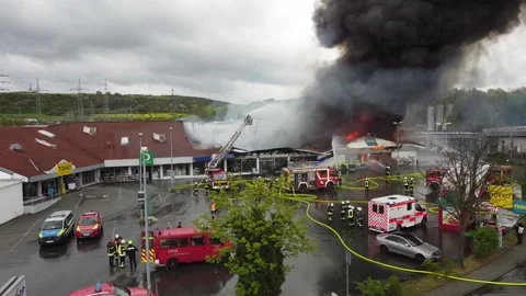 Fire in a shopping-center Stock Footage 239842863
