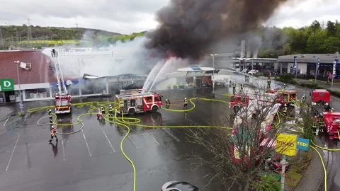Fire in a shopping center Stock Footage 239843054