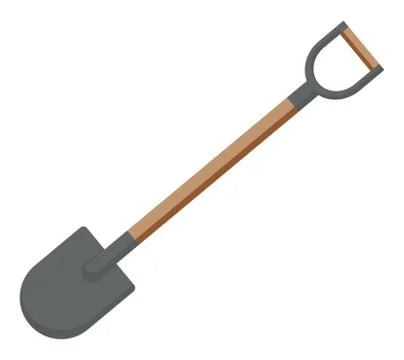 Fire shovel vector flat material design isolated on white. Tool for digging soil Stock Illustration