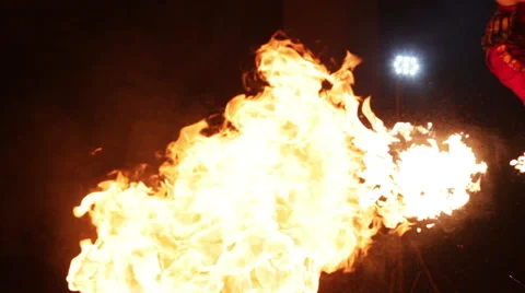 Fire show amazing at night Stock Footage 48378342