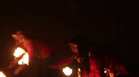 Fire show amazing at night Stock Footage 48393347