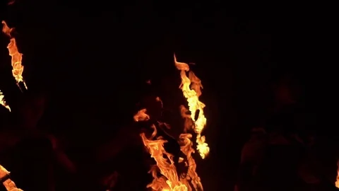 Fire show breather spitting flame. Slow motion Stock Footage 69969997