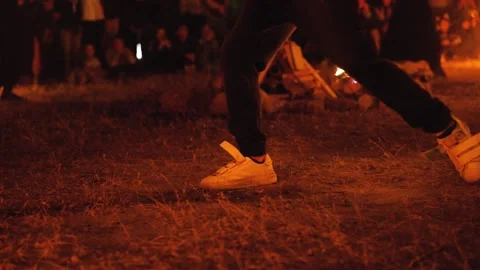 Fire show close up performance Stock Footage 243878759