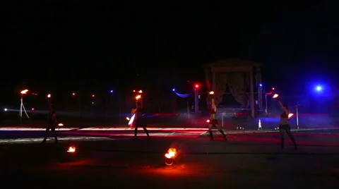 Fire show - dancing with fire Stock Footage 53539648