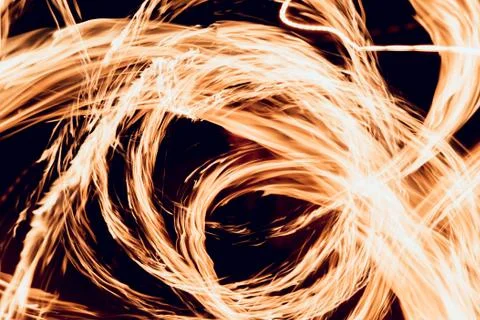 Fire show. Fire performance at the night. Stock Photos