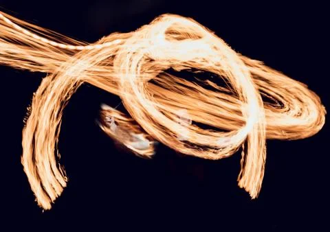 Fire show. Fire performance at the night. Stock Photos