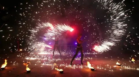 Fire show. Stock Footage 12371944