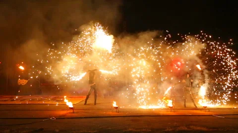 Fire show Stock Footage 53540679