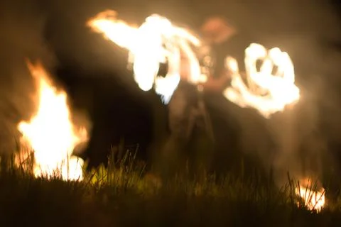 Fire show  in the night Stock Photos