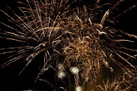 Fire show on the night sky Stock Photos