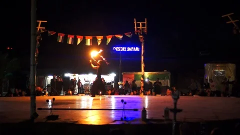 Fire show performance at the Desert Safari in Dubai. 動画素材 93019587