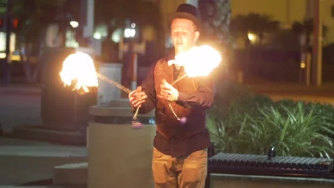 Fire show performance Stock Footage 89693323