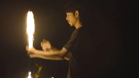 Fire show in phi phi don island Stock Footage 88936865