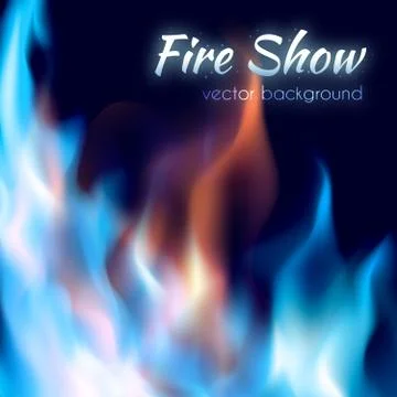 Fire show poster. Abstract red and blue burning fire flames Stock Illustration