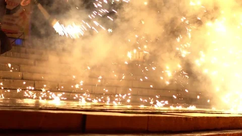 Fire show on the street Stock Footage 81426555