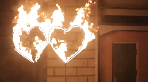 Fire Show: Two hearts of fire Stock Footage 46197955