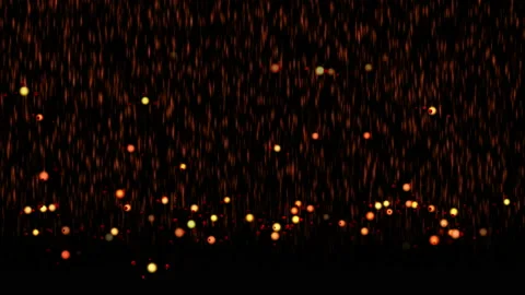 Fire shower. Rain of objects that fall and bounce off the ground. Animation of Stock Footage 155737229