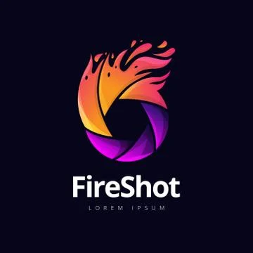 Fire Shutter Photography Logo Design Stock Illustration