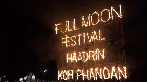 Fire Sign of Koh Phangan Full Moon Party. Stock Footage 124515635