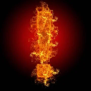 Fire sign query exclamation Fire sign exclamation mark on a black backgrou... Foto stock