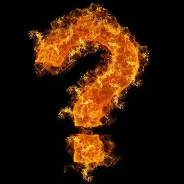 Fire sign query mark Fire sign query mark on a black background Copyright:... Stock Photos