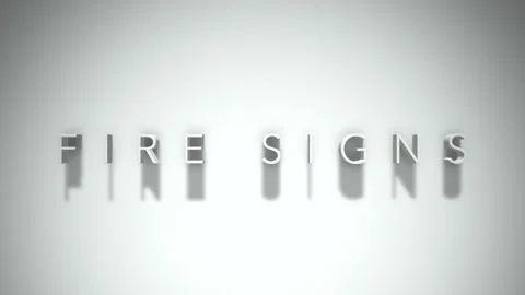 Fire Signs 3D title animation with shadows on a white background Video stock 296668189