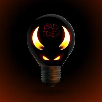 Fire silhouette of devil in bulb Stock Illustration