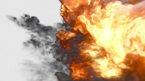 Fire Simulations, Fire explosion, 3d render,  With Alpha Channel Stock Footage 302599084