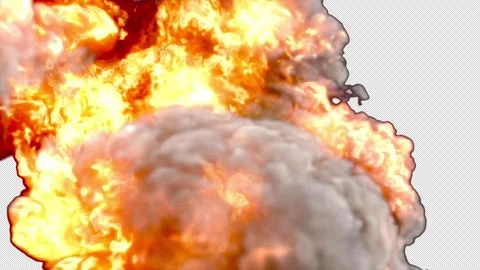 Fire Simulations, Fire explosion, 3d render,  With Alpha Channel Stock Footage 304448094