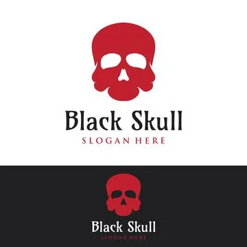 Fire skull head logo template with horns, warrior, dark,strong, tattoo,vint.. Stock Illustration
