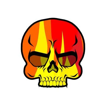 Fire Skull. Skeleton head on fire. Vector illustration イラスト素材