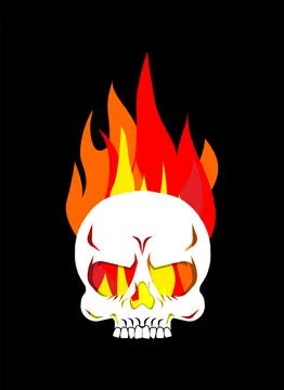 Fire Skull. Skeleton head on fire. Vector illustration Stock Illustration